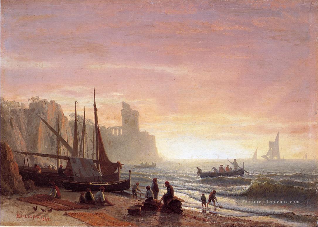 La flotte de pêche luminisme Albert Bierstadt Peintures à l'huile
